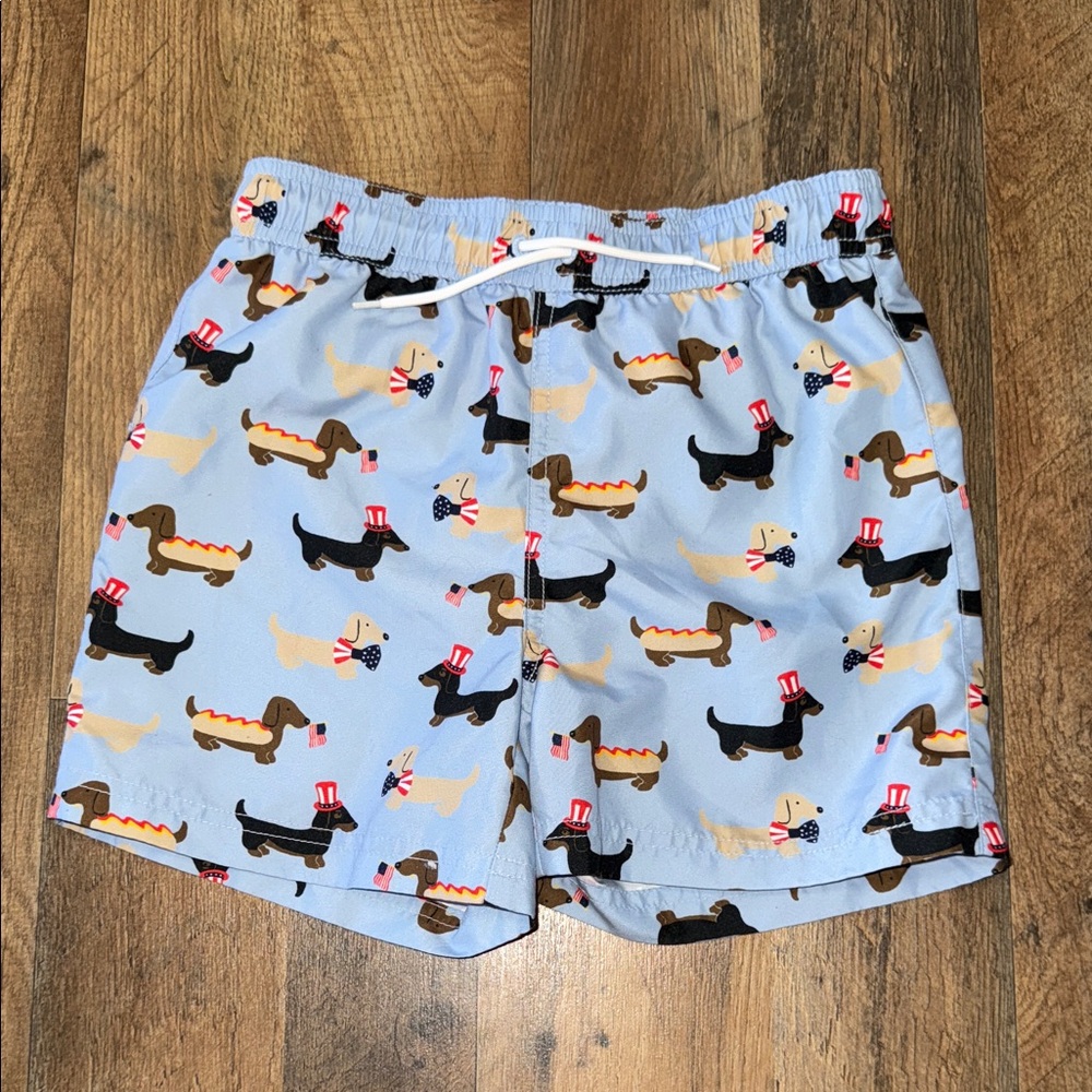 Janie and Jack Dog Print Swim Trunks Size 7